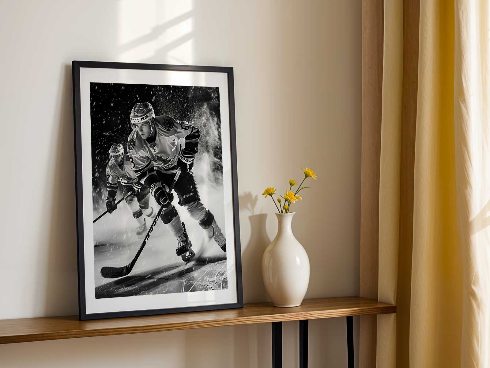 Sequence of frames showing a goalie moving through a save, layered for a cinematic effect
