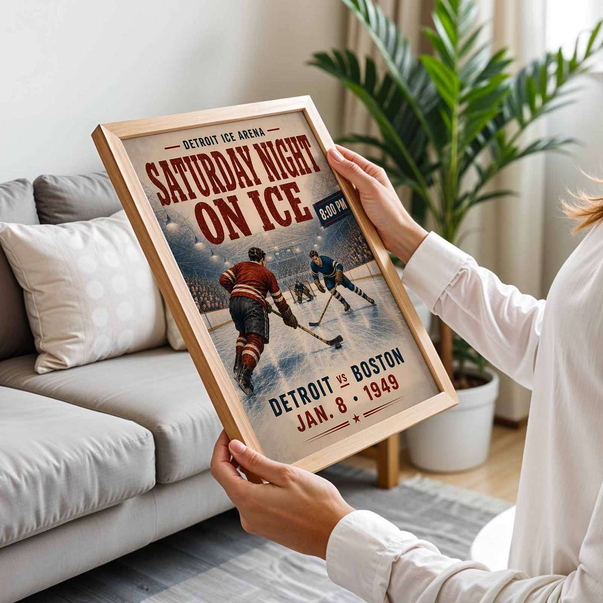 Boston Bruins Hockey decorative print featuring competitive ice action and bold visual energy for ice sports enthusiasts