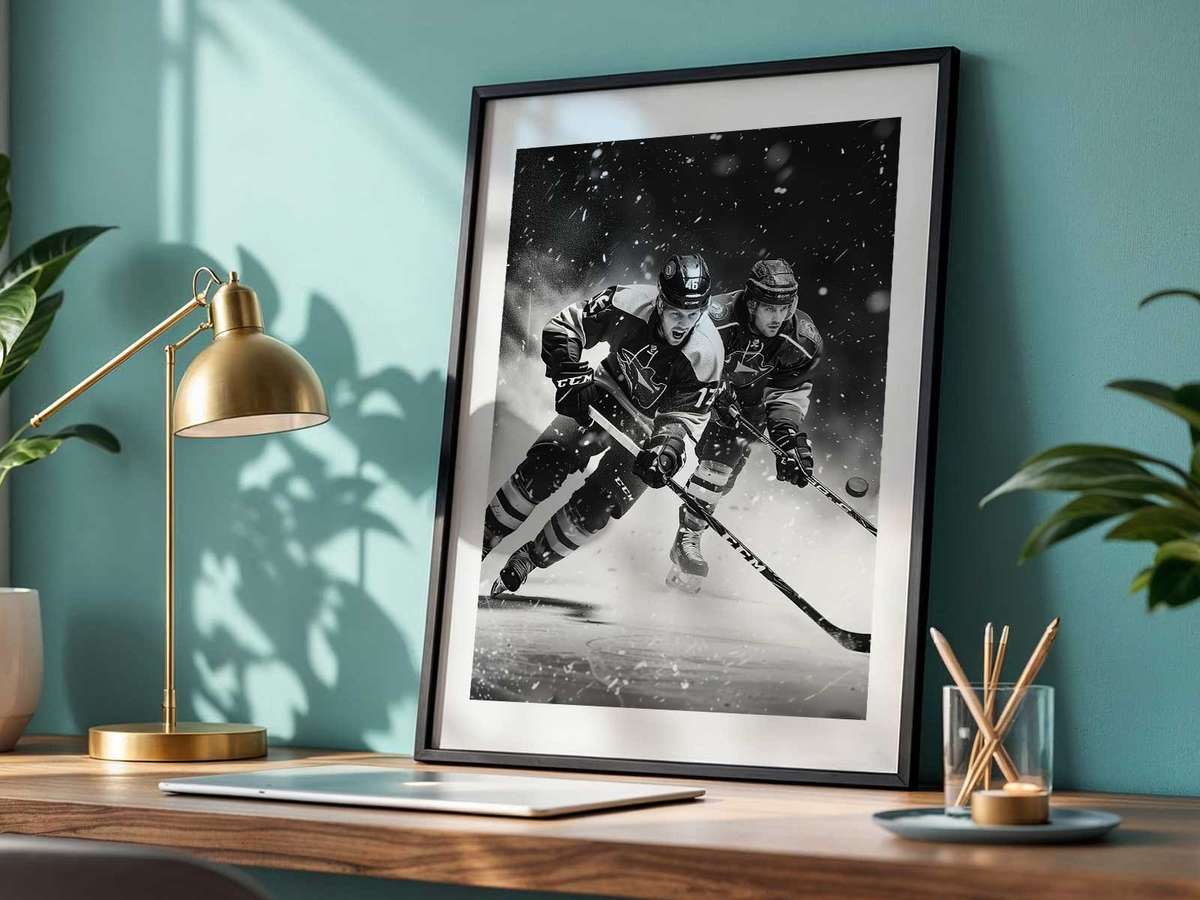Boston Bruins forward line celebrating together on the bench after a quick string of goals