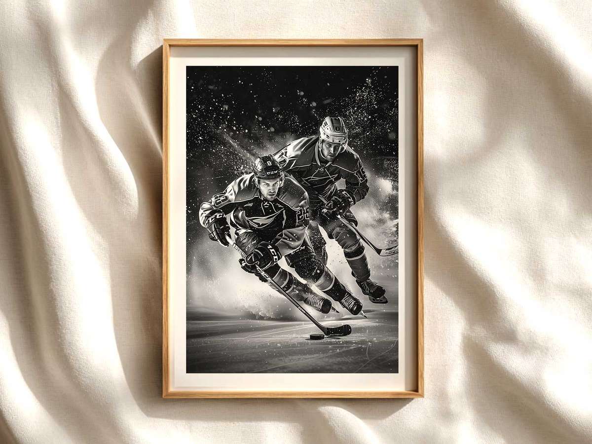 Dynamic Skate Stride on Ice hockey poster displayed as framed NHL-inspired wall art