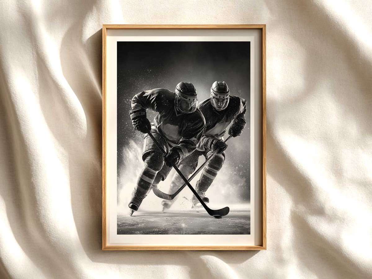 Skating Stride Conveying Speed and Motion hockey poster displayed as framed NHL-inspired wall art