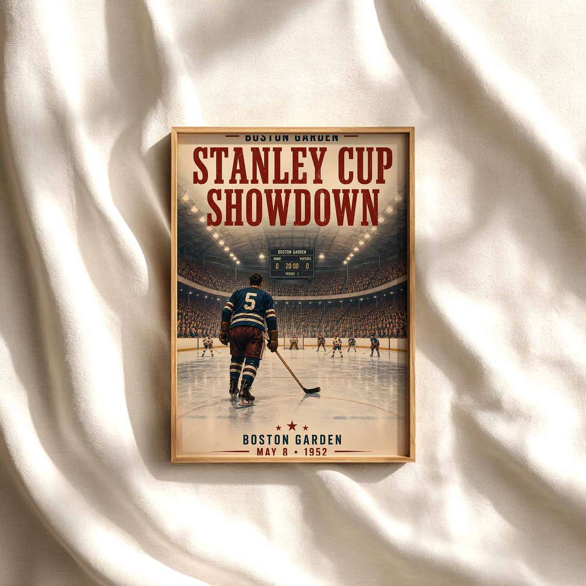 Boston bruins poster - Vintage 1952 Stanley Cup Showdown at Boston Garden… hockey poster displayed as framed NHL-inspired wall art