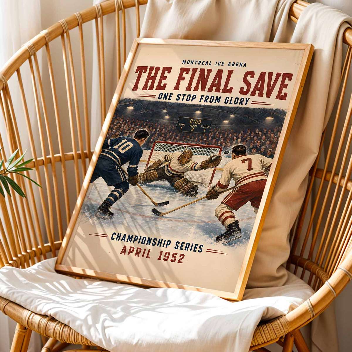 Hockey Fan poster combining rink-side character with intense sporting movement in a fast-paced composition