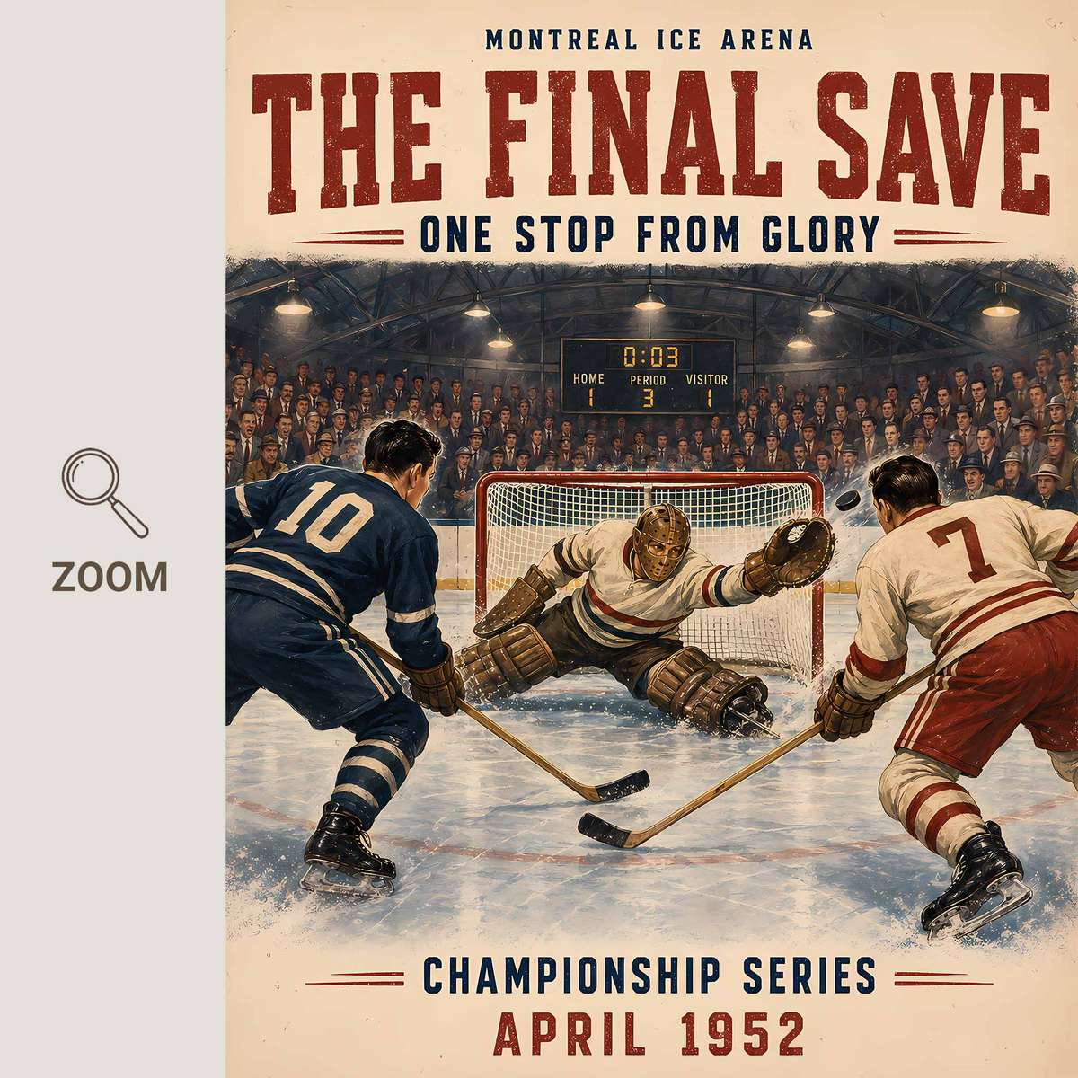 Gallery-style Hockey Fan artwork with dramatic details for home office decor