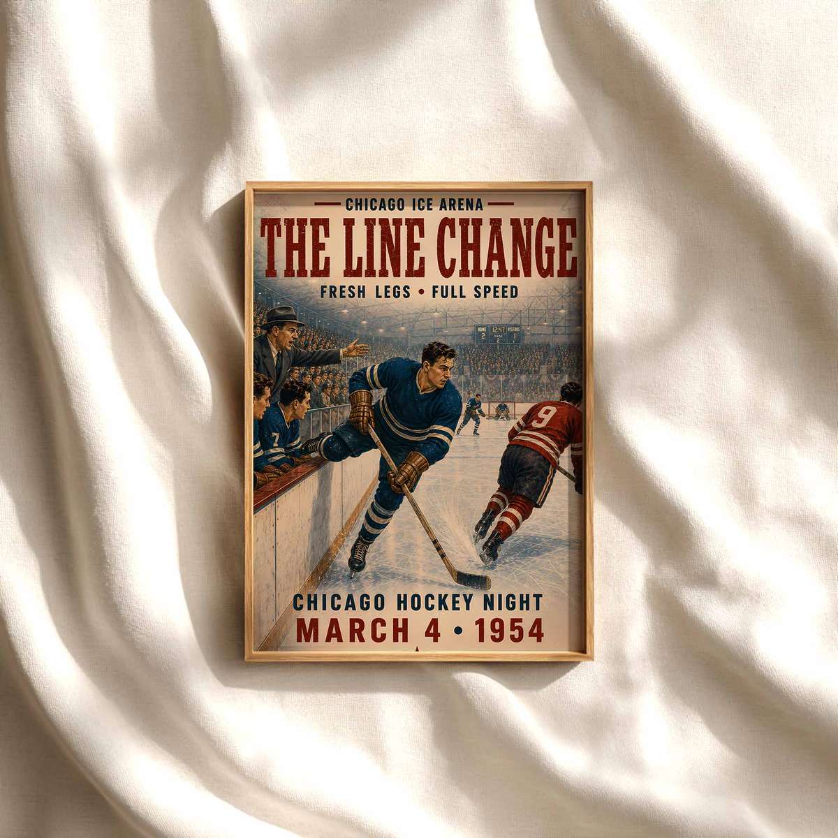 Chicago Ice Skating Rink – Chicago Blackhawks Hockey Poster hockey poster displayed as framed NHL-inspired wall art