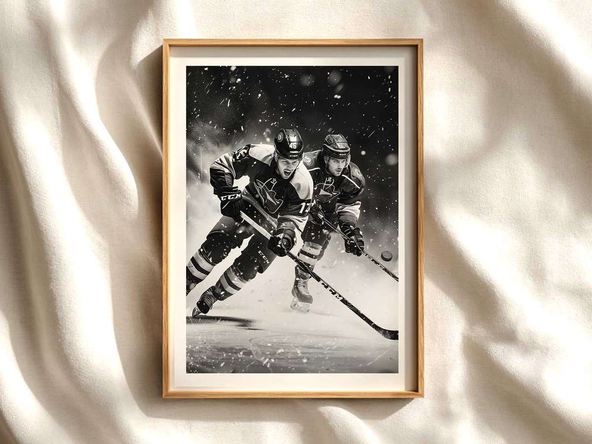 Ice Reflections Poster for Bedroom Ambience hockey poster displayed as framed NHL-inspired wall art