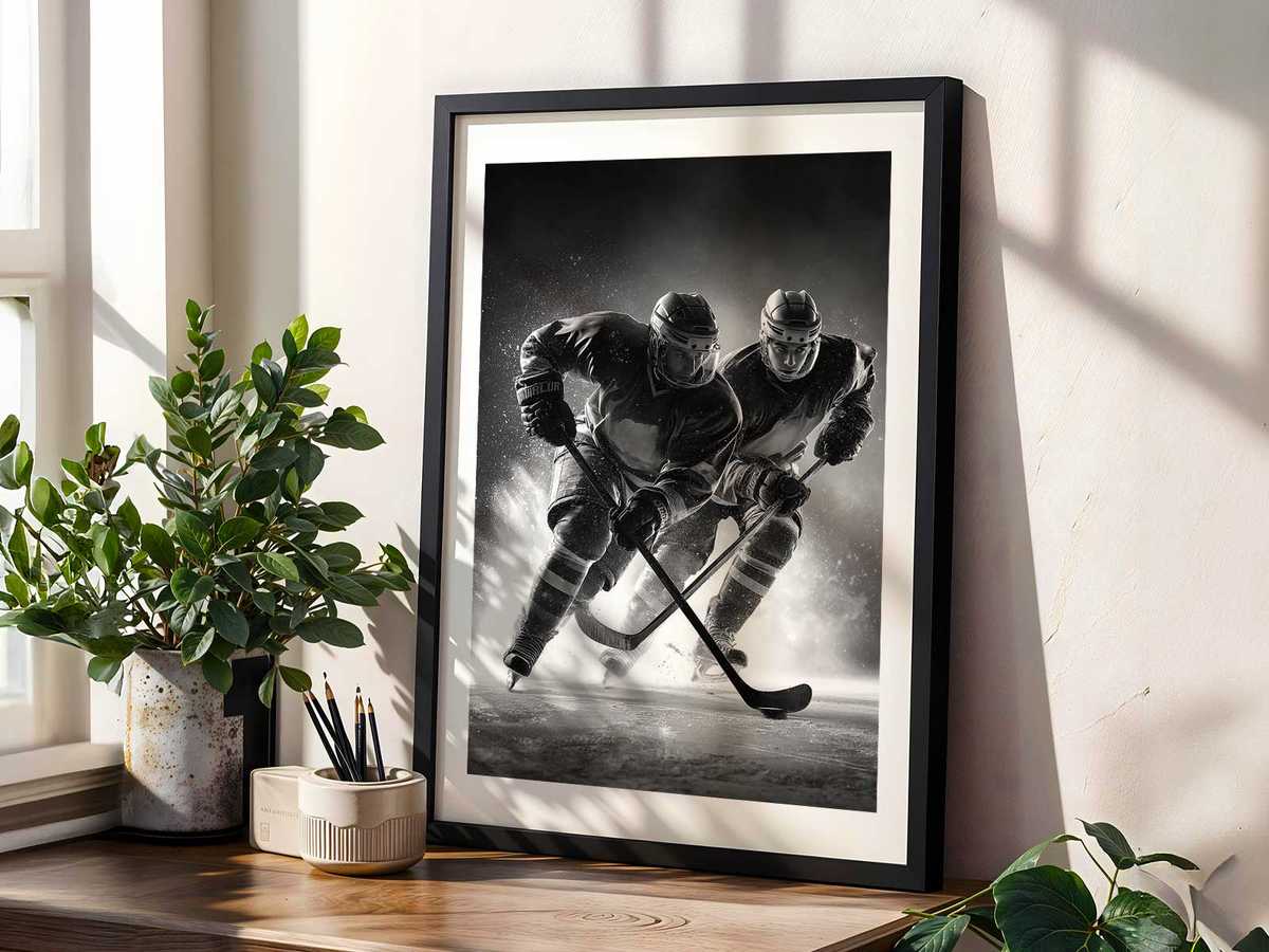 Patrick Roy making an intense glove save during a playoff game