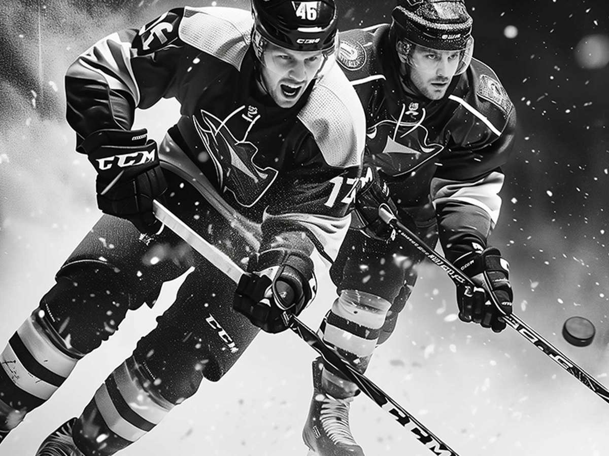 Close-up of skate blades cutting the ice with sparkling ice chips and scattered light reflections
