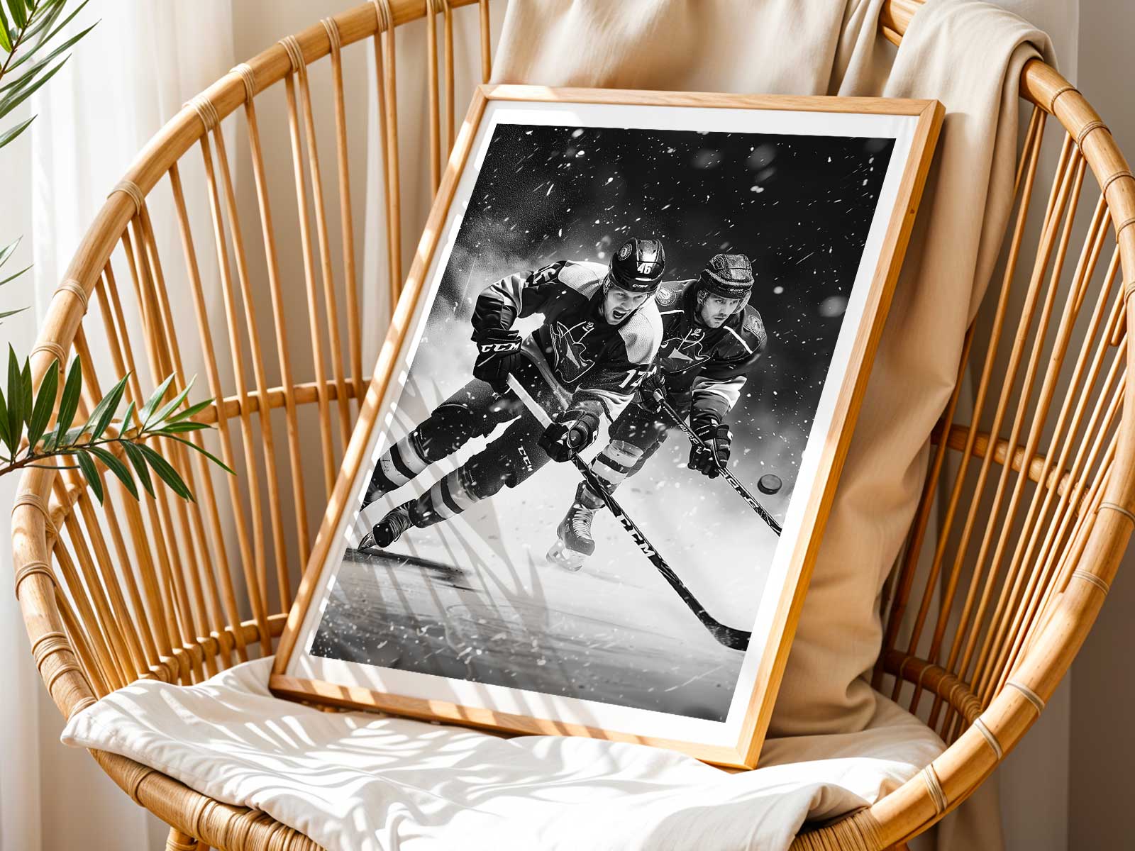 Personalised hockey puck captured in motion with subtle blur to convey speed against a minimalist background