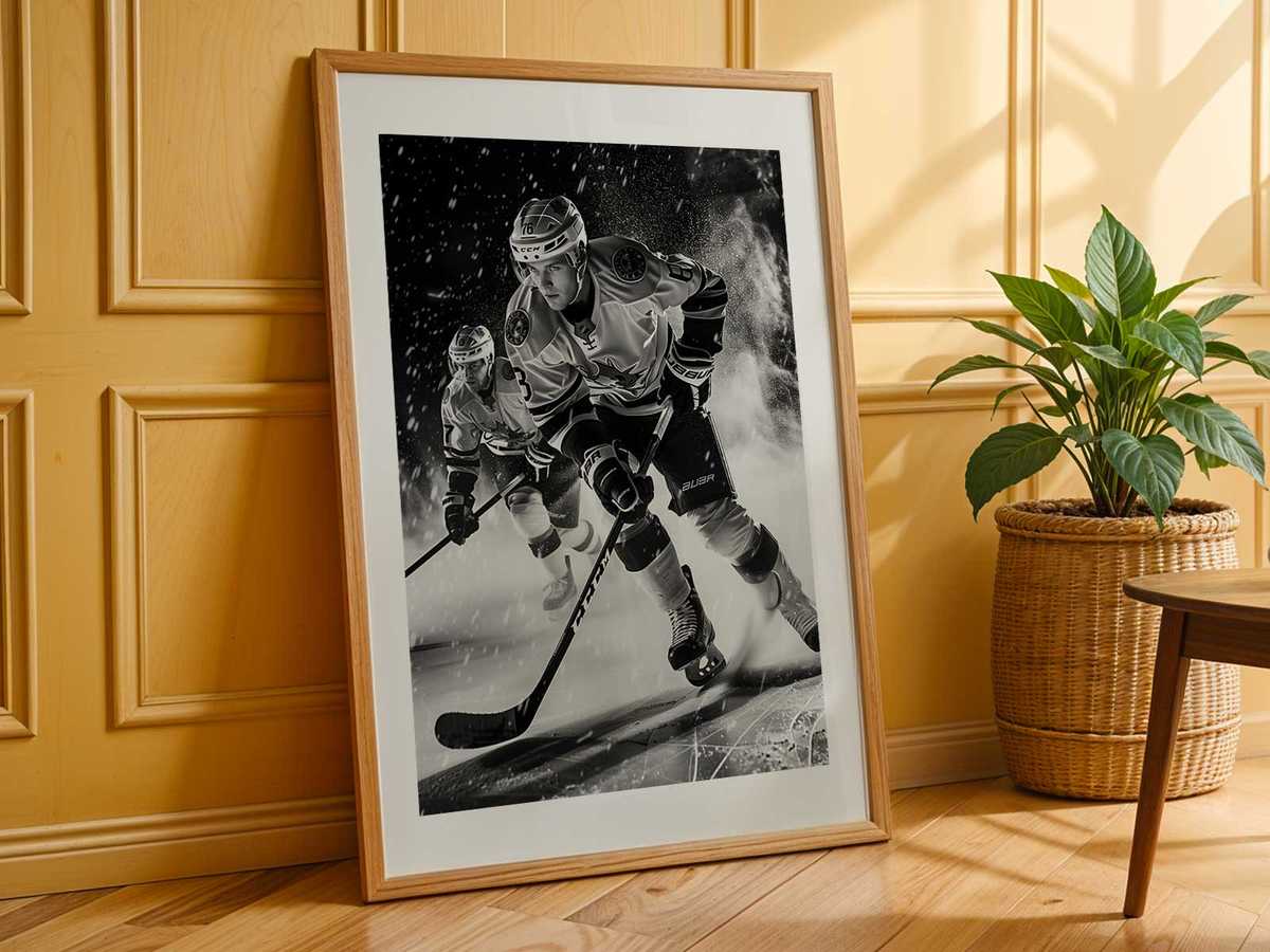 Sidney Crosby skating with the Pittsburgh Penguins' captain letter, controlling the puck in a playoff game