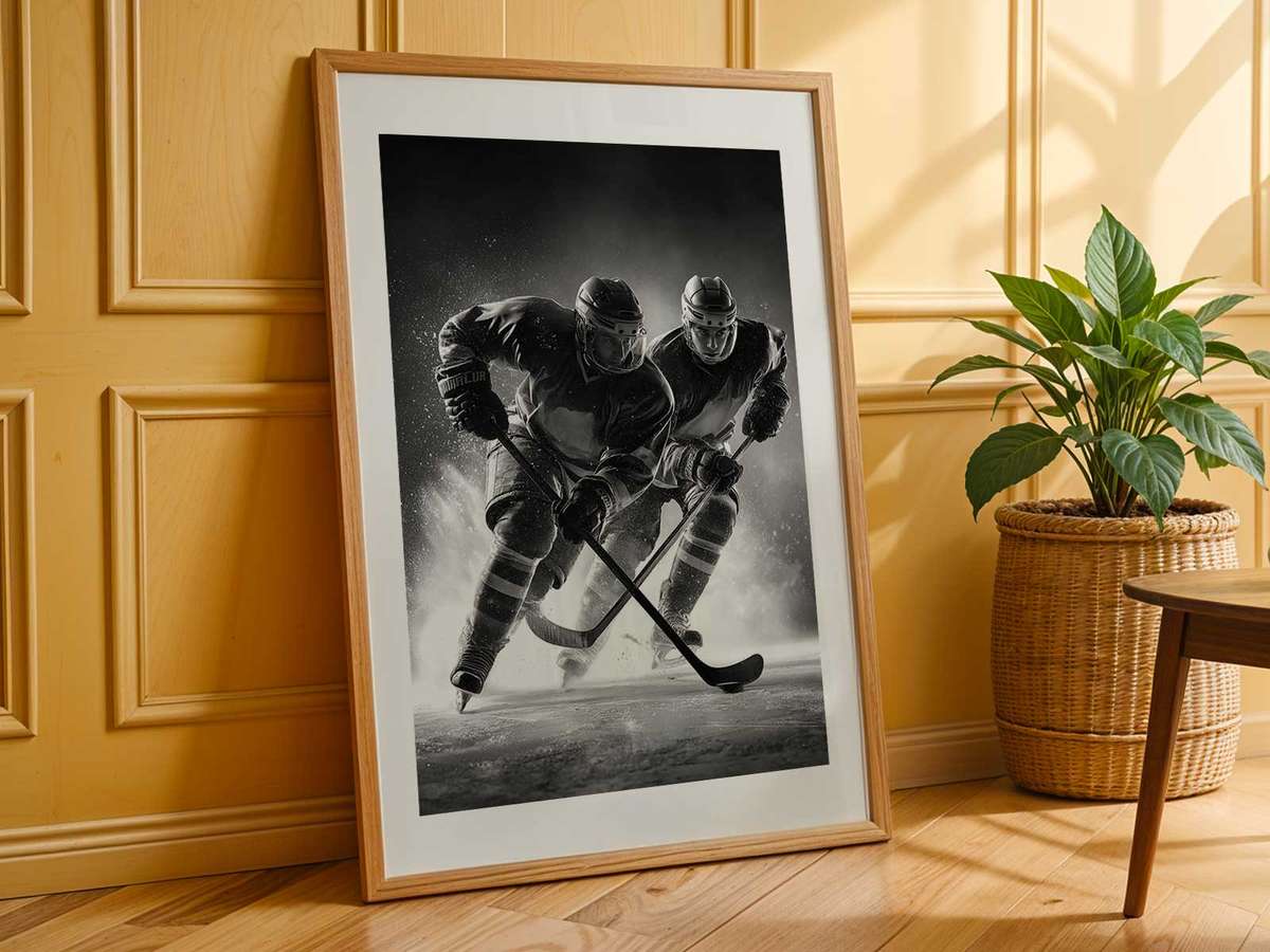 Forward in Oilers gear captured with motion blur to suggest top speed across the ice