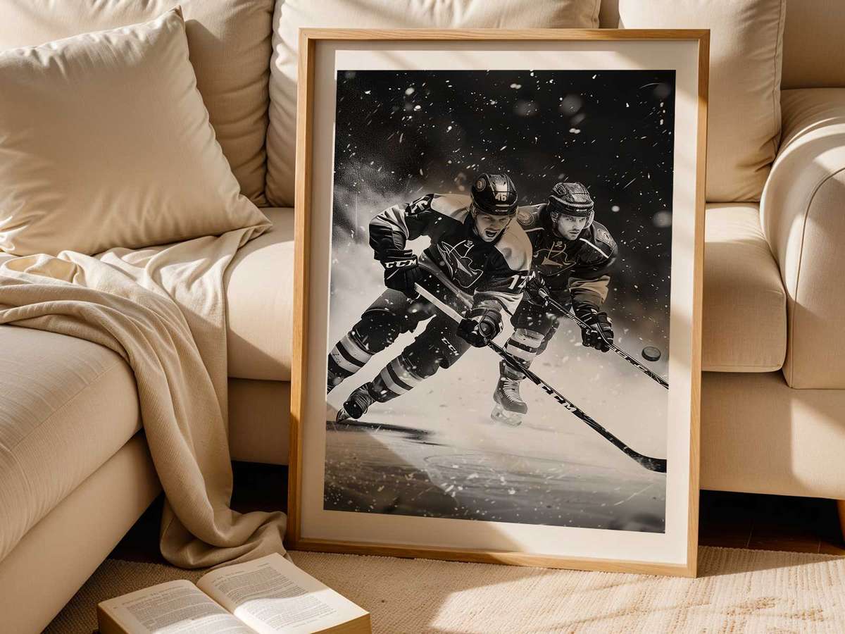 Dynamic silhouette of a skater leaving streaks on the ice, capturing speed and directional motion