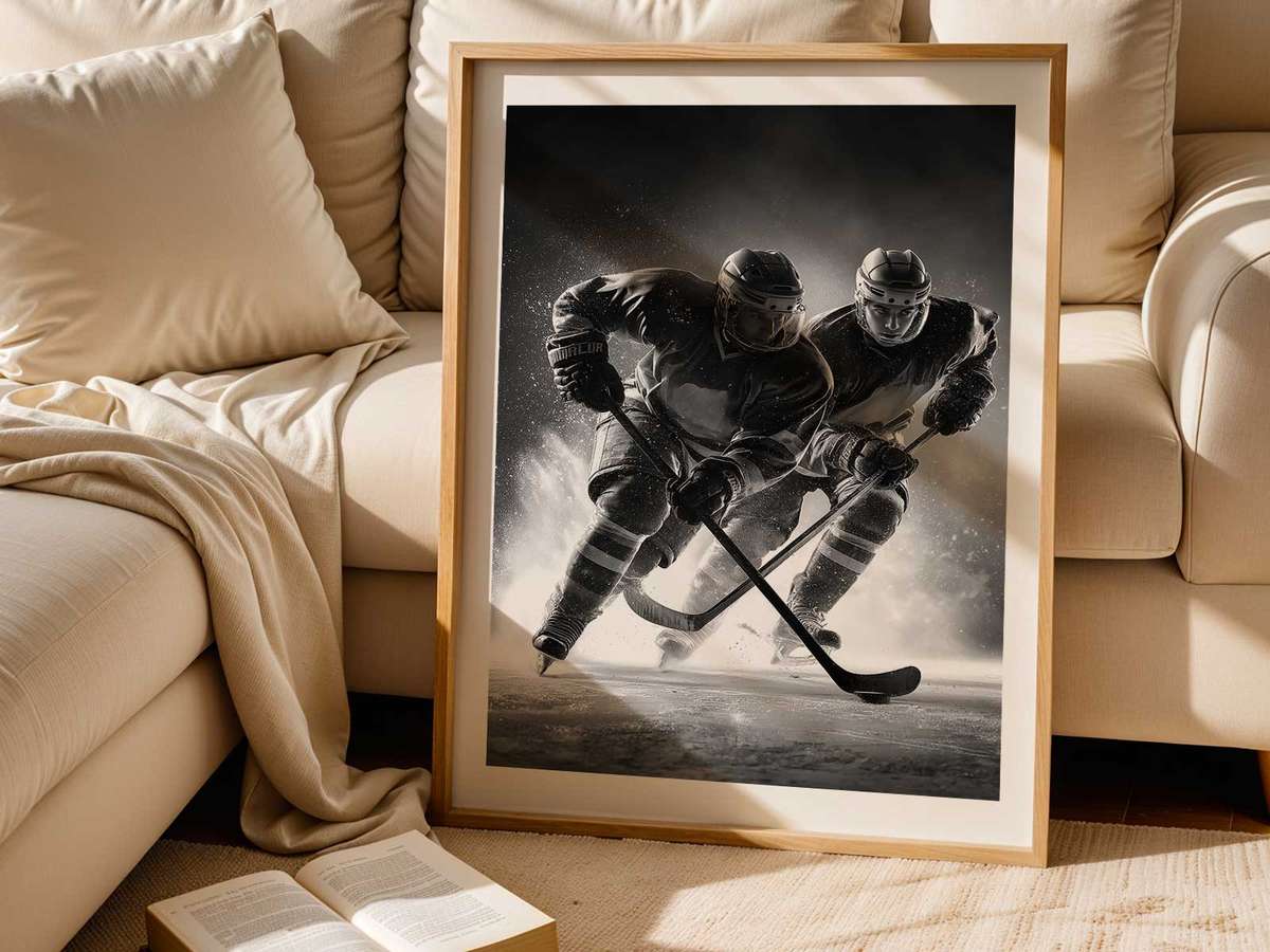 Dynamic blur of skates carving through ice leaving curved streaks that suggest explosive speed and direction