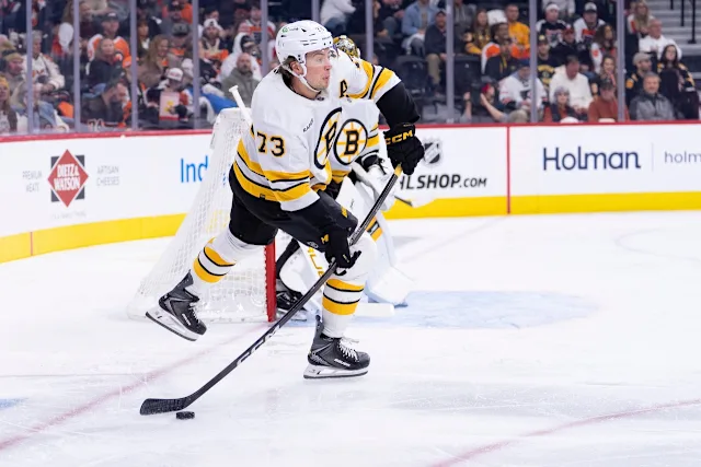 Arena scoreboard showing the rapid sequence of three Bruins goals scored within 54 seconds
