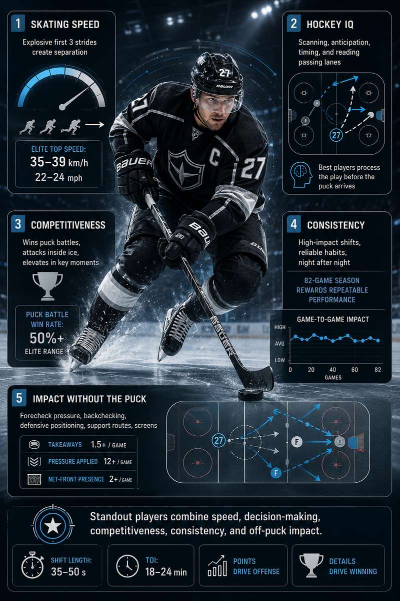 Player scanning the ice before making a creative pass to a teammate in the offensive zone